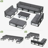 ELPOSUN Large Quality Aluminum Patio Conversation Set, 8-Piece Metal Outdoor Furniture with Coffee Table, Grey - Walmart.com