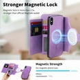 thumbnail image 5 of 2 in 1 Wallet Case for Apple iPhone XS Max, Detachable Magnetic Back Cover Cards Slots Zipper Pocket Ring Holder Magnetic Closure Protective Drop Proof Case Cover for Women Men,Purple, 5 of 11