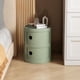 thumbnail image 2 of BURN Mesita de Noche de Dos Niveles con Función de Almacenamiento, Buró para Recamara, Equipada con un Mini Mesa Redondo con Puerta Corredera, Mesa Auxiliar de Estilo Moderno (Verde-A), 2 of 15