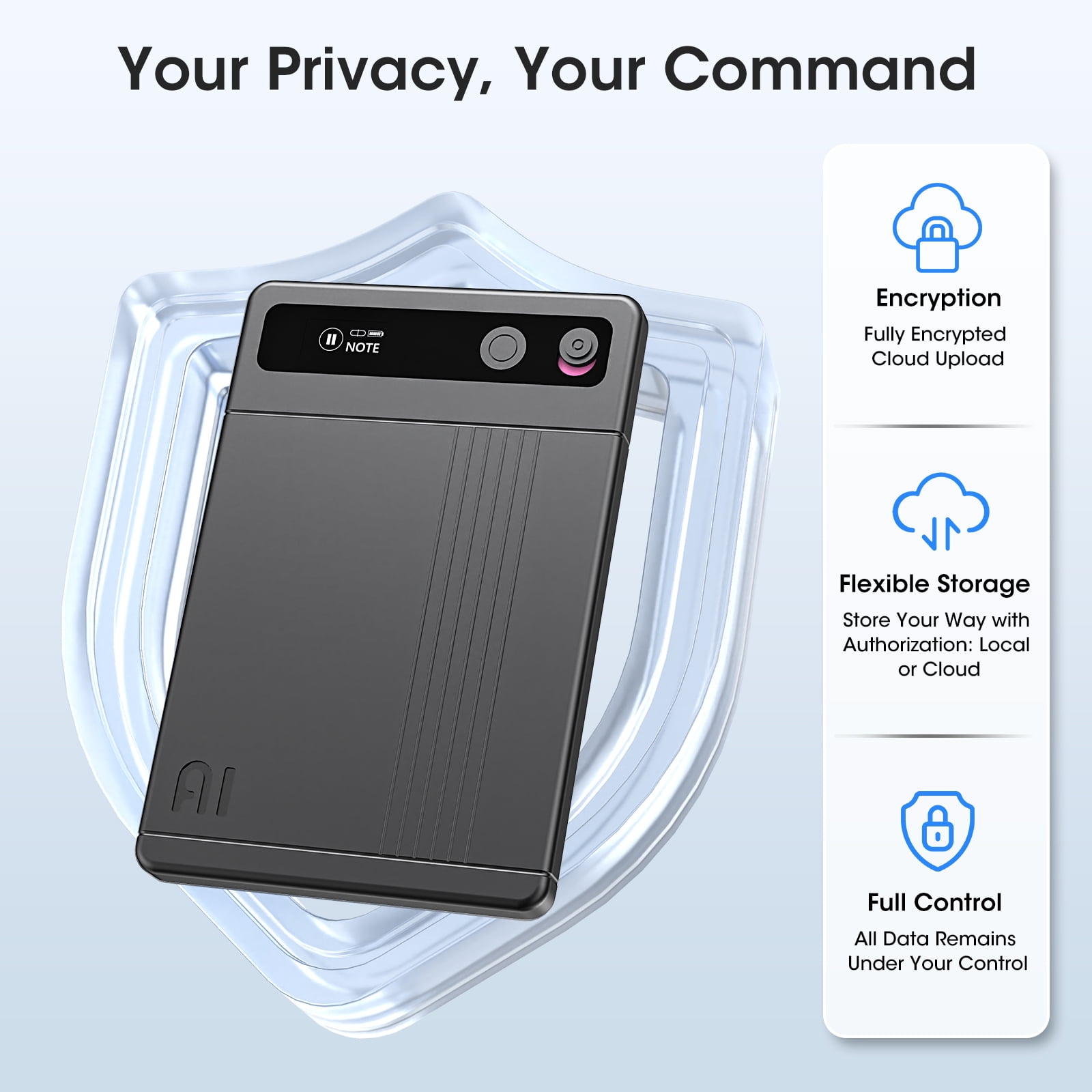 AI Voice Recorder - AI Note Taking Device with Transcribe & Summarize, Support 118 Languages, 64GB APP Control, AI Noise Cancellation, Clear Audio Recorder for Lectures, Meetings, Calls