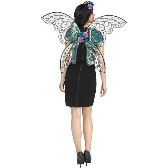 Morris Costumes FW90704KP Fantasy Fairy Black Glitter & Purple Sparkle Wings for Adults - One Size