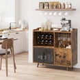 thumbnail image 6 of Wine Bar Cabinet, Industrial Liquor Coffee Bar Cabinet with Wine Rack Storage and Mesh Doors, Wood Sideboard Buffet for Kitchen Dining Living Room, 6 of 9