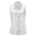 thumbnail image 3 of MIXUE Women Blouses Summer Solid Color Lace Button Down Sleeveless Fashion Casual Vest Womens Tops Outwear,White,XXXL, 3 of 6