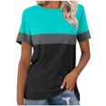 thumbnail image 2 of Pincandy Women's Summer Striped Pullover Tops 2025 Trendy Color Block Short Sleeve Tee Shirts Crew Neck Casual Loose Shirts, 2 of 7