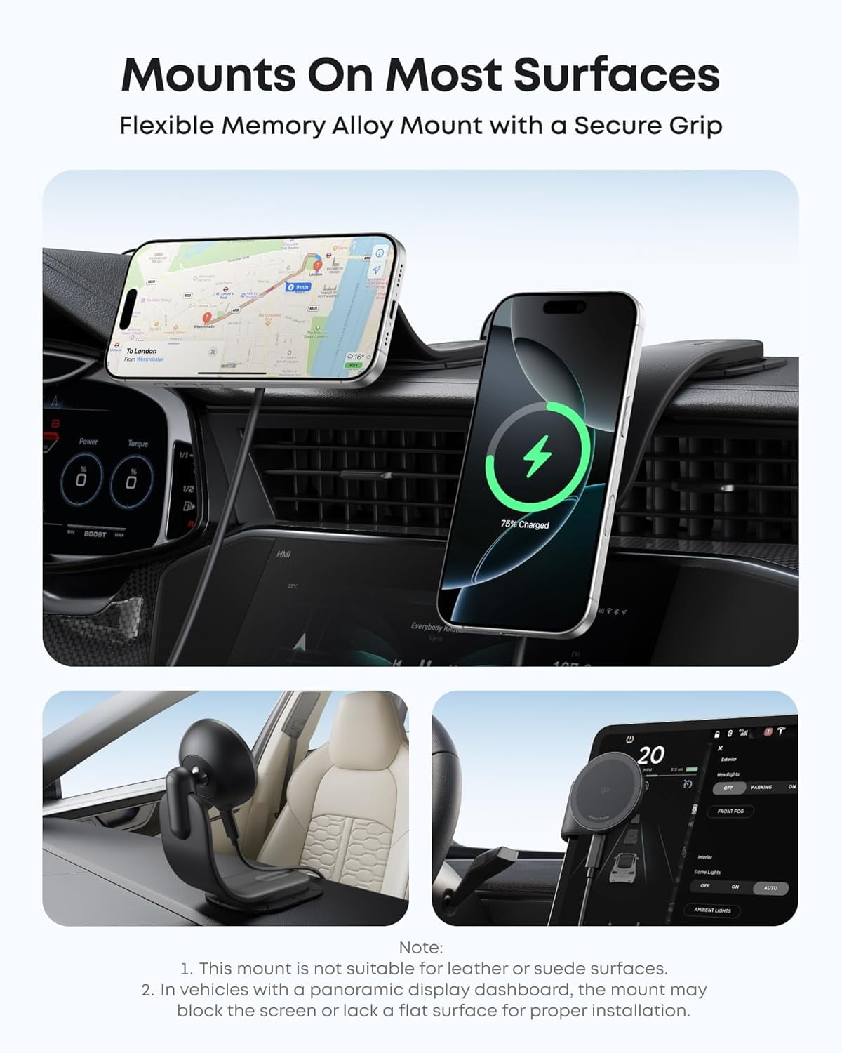 Anker Nano Magnetic Wireless Car Charger, 360° Adjustable Mount Car Charger with Detachable Pad