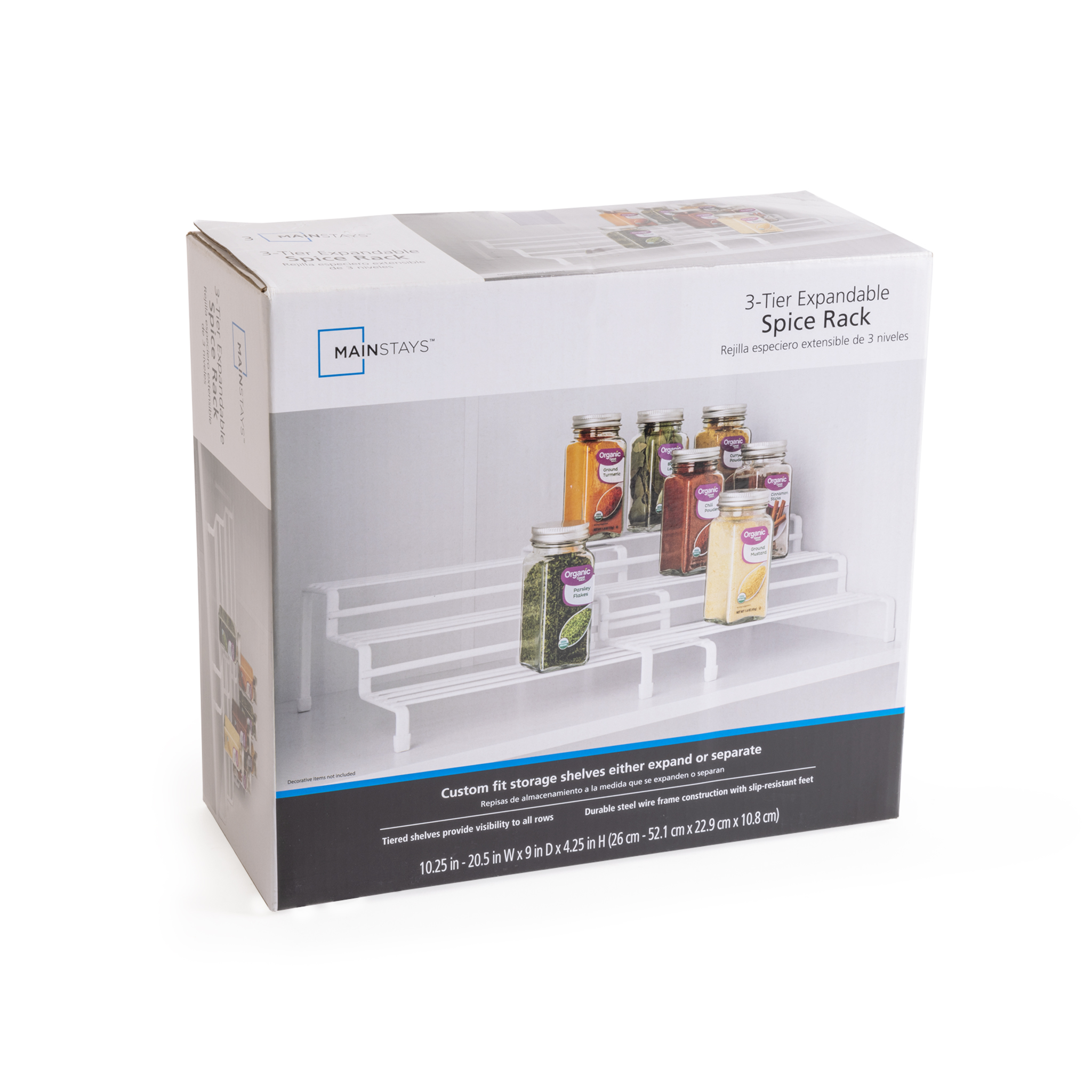 Mainstays Expandable Metal Wire Spice Rack, 3-Tier, White photo 8