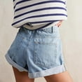 thumbnail image 4 of Women's Summer Jean Shorts Trendy Stretchy Casual High Waisted Denim Short Folded Hem Jean Shorts with Pockets, 4 of 7