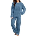 thumbnail image 2 of Sentuca Womens Pajamas Fuzzy Winter Warm Pullover and Pants Fleece Loungewear Soft 2 Piece Sleepwear Sets Blue, 2 of 8