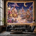 thumbnail image 6 of Snowy Christmas Village Under a Crescent Moon, Cozy Vintage Style for Festive Decor Lovers, Festive Wall Art, Christmas Gift, Tapestry Wall Hanging for Living Room and Entryway, 6 of 7