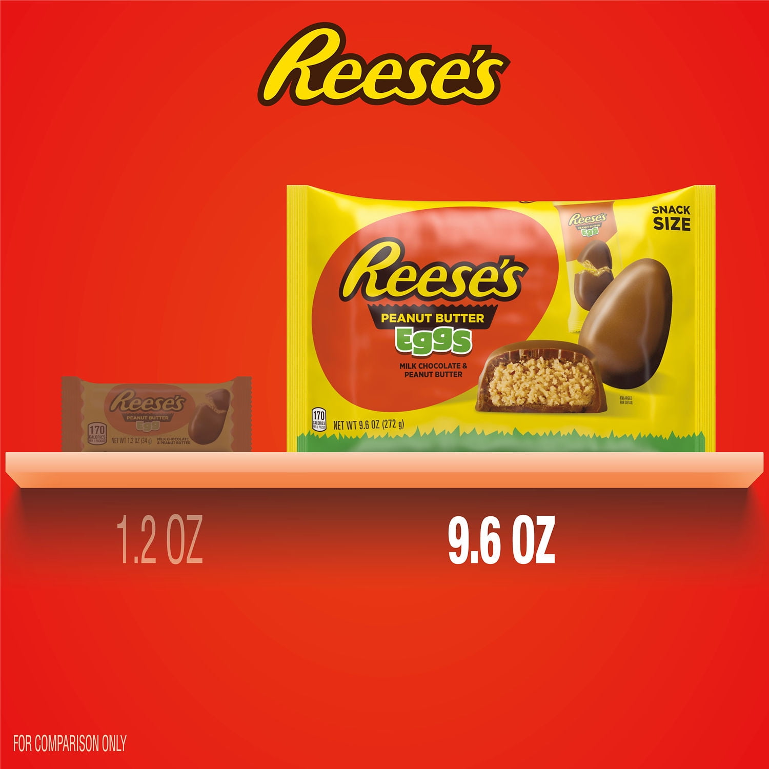 REESE'S Milk Chocolate Snack Size Peanut Butter Eggs, Easter Candy Basket Stuffers Bag, 9.6 oz