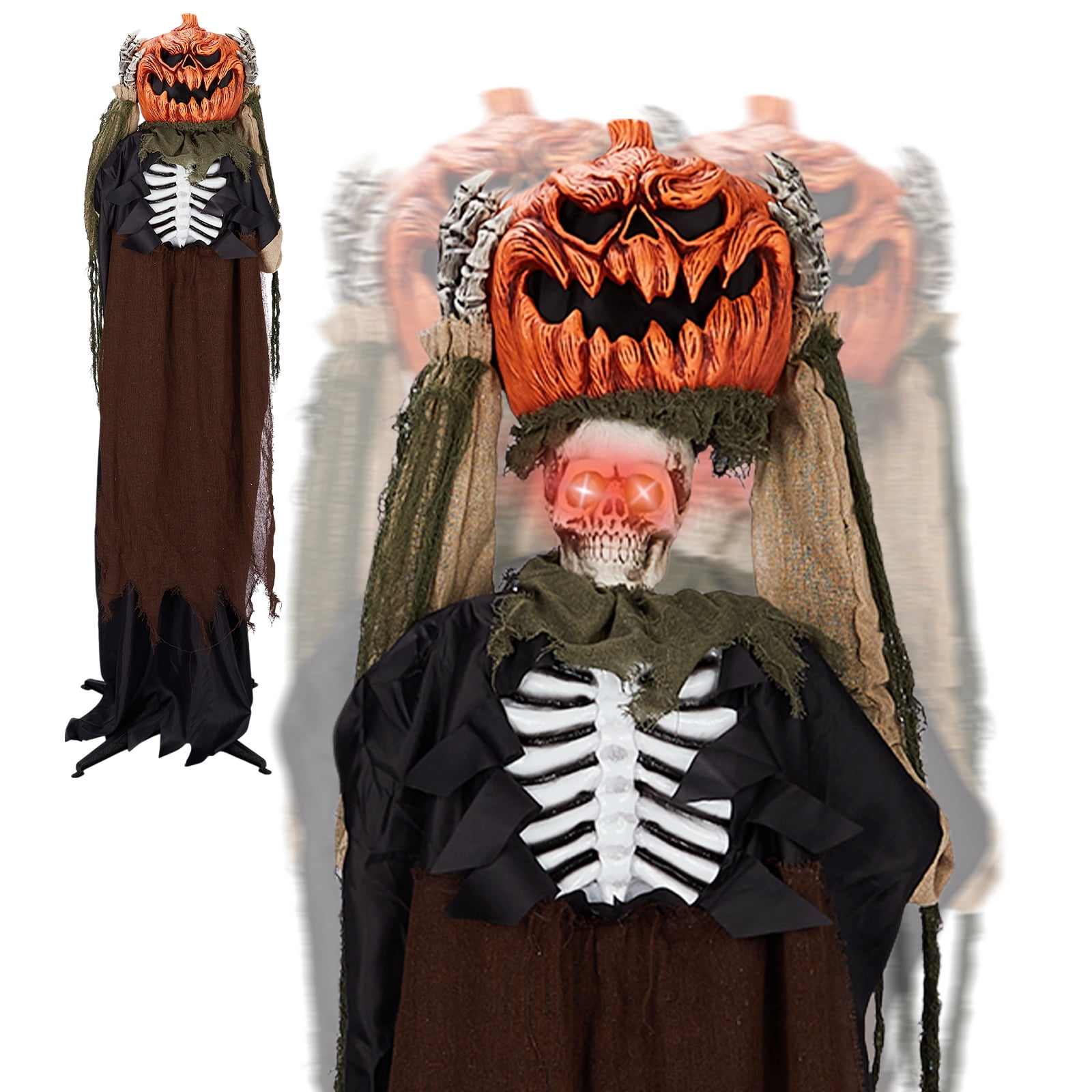 Zimtown 6FT Halloween Animatronic Standing Ghost Pumpkin Head The
