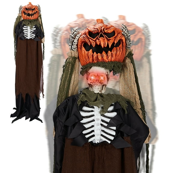 Zimtown 6FT Halloween Animatronic Standing Ghost Pumpkin Head The Sound Activated Halloween Prop