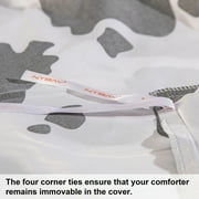 Ntbay 3-Pieces Microfiber Ultra Soft Cow Print Duvet Cover Set with Zipper Closure and Corner Ties, Black and White, Queen