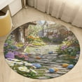 thumbnail image 5 of Easter Bunnies Rabbits Soft Bedroom Round Area Rug, Washable Cute Nursery Circle Throw Mat, Non-Slip Contemporary Small Low Pile Floor Carpet for Dorm Bedside, 5 of 7
