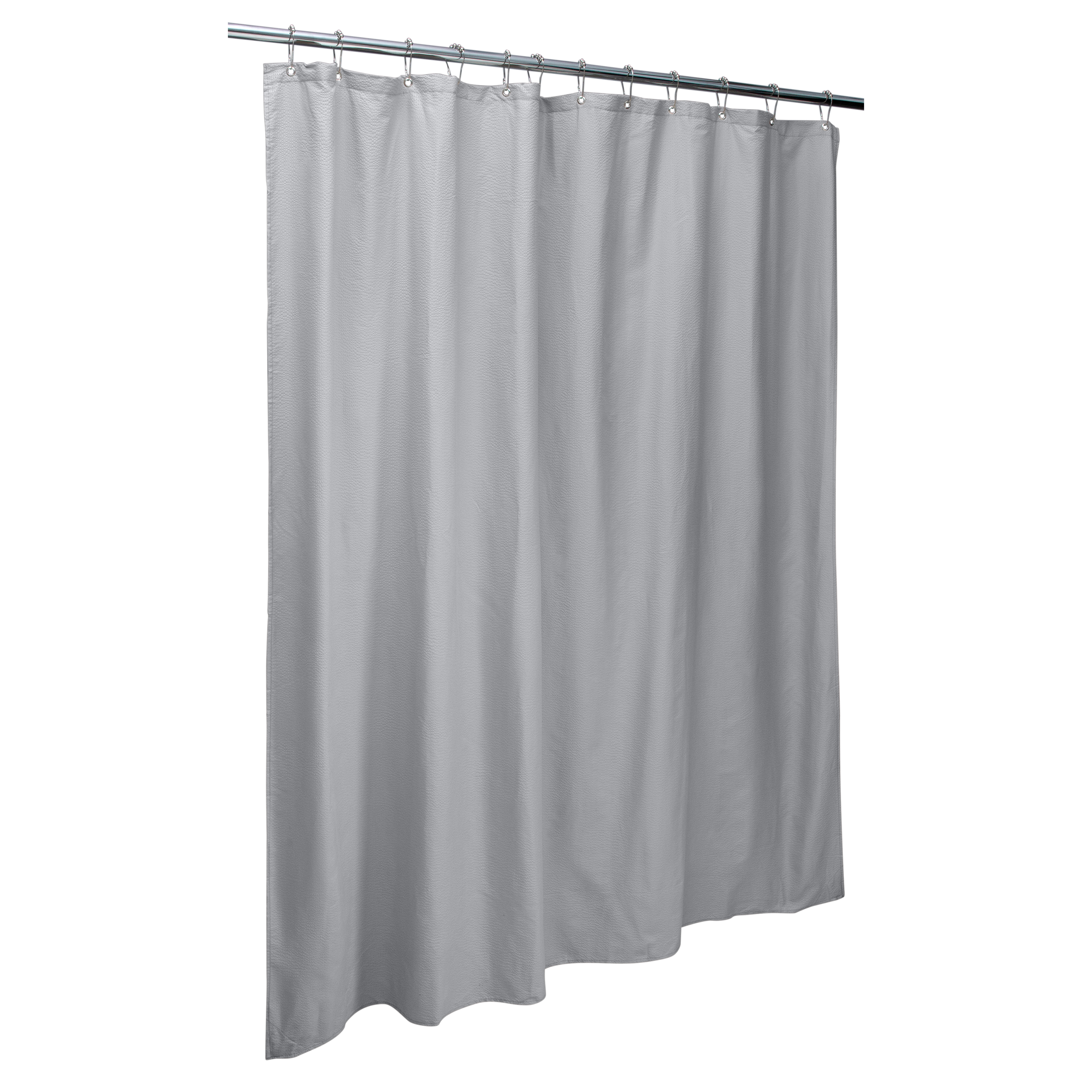 Bath Bliss Microfiber Soft Touch Seersucker Design Shower Curtain Liner Silver