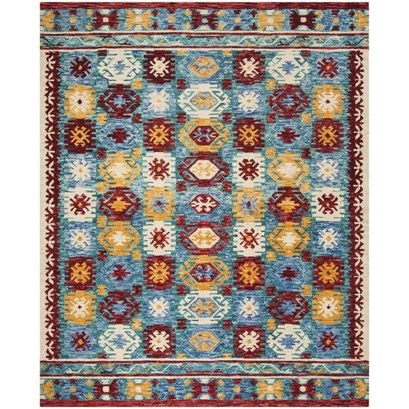 SAFAVIEH Aspen Arturas Southwestern Wool Area Rug, Blue/Red, 8' x 10'