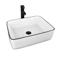 thumbnail image 3 of FULLWATT Bathroom Ceramic Sink Vanity Vessel Basin Porcelain Faucet Drain Combo Rectangle,White, 3 of 9