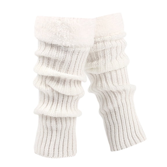 Fgnfyis Retro Knitted Leg Warmers Crochet Long Boot Socks Christmas Thickened Warm Socks for Women Adult Party Dance Yoga White One Size