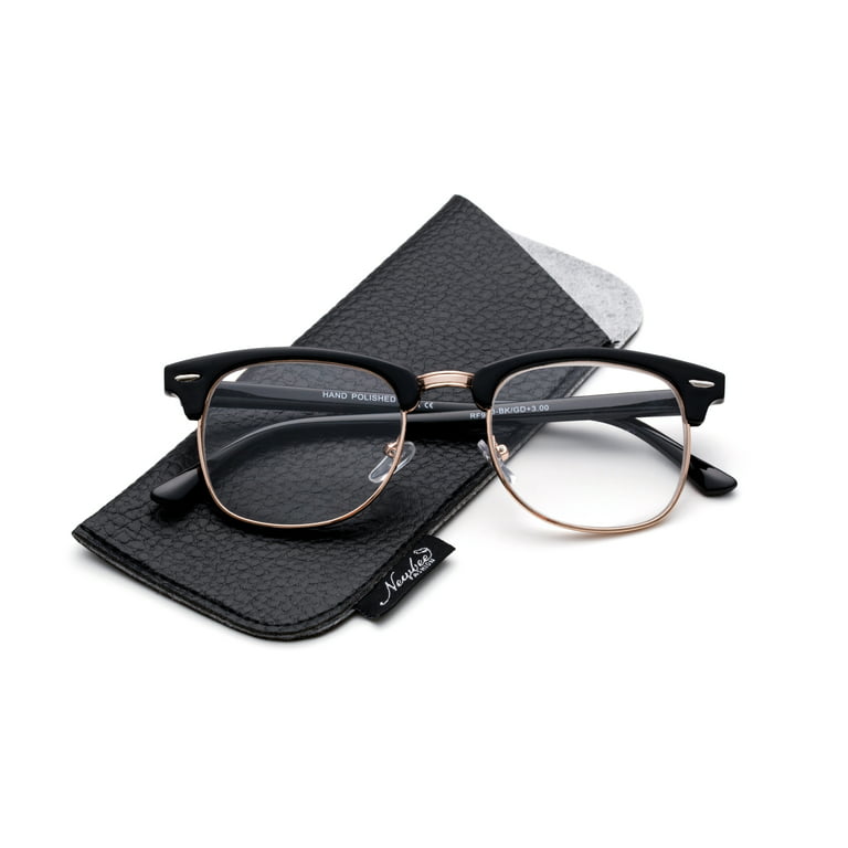 V.W.E. Men Half Rimless Rectangular Non-prescription Glasses Frame Cle –  Vision World