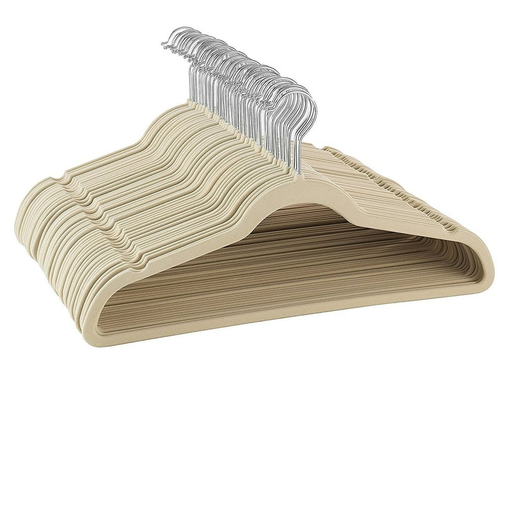 Premium Space Saving Velvet Hangers Holds Up To 10 Lbs Ivory 50 Pack