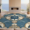 thumbnail image 2 of Design&I 9'x12' Washable Area Rug Sleek Flatweave Pet Friendly Round Ocean Map Nautical Compass Motif Themed Turtle Vintage Refined Structured for Master Suite, Under Bed, 2 of 7