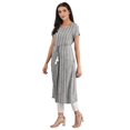 thumbnail image 2 of Round Neck Striped Liva Kurta - Charcoal-Large, 2 of 5