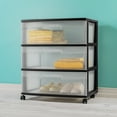 thumbnail image 6 of Sterilite 3 Drawer Wide Cart, Clear Plastic Storage Drawers, Wheels Included, Black, 6 of 9
