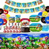 Sonic the Hedgehog Dessert Set Party Supplies, 9 + 7 Inch Cake paper Plates, Sonic the Hedgehog Forks, Tablecover, Napkins, Banner, Candy Bags, Cake Topper, Cupcake Toppers and Balloons, Sonic th