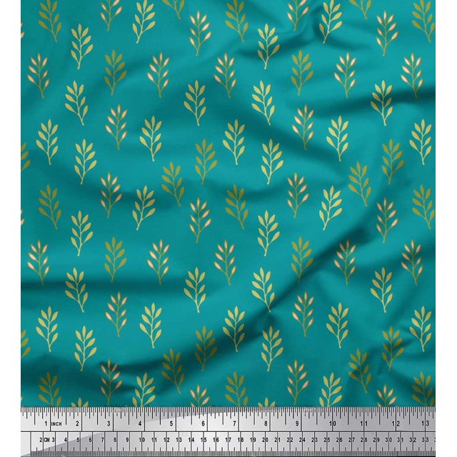 Soimoi Green Rayon Fabric Leaves Fabric Prints By Yard 56 Inch Wide