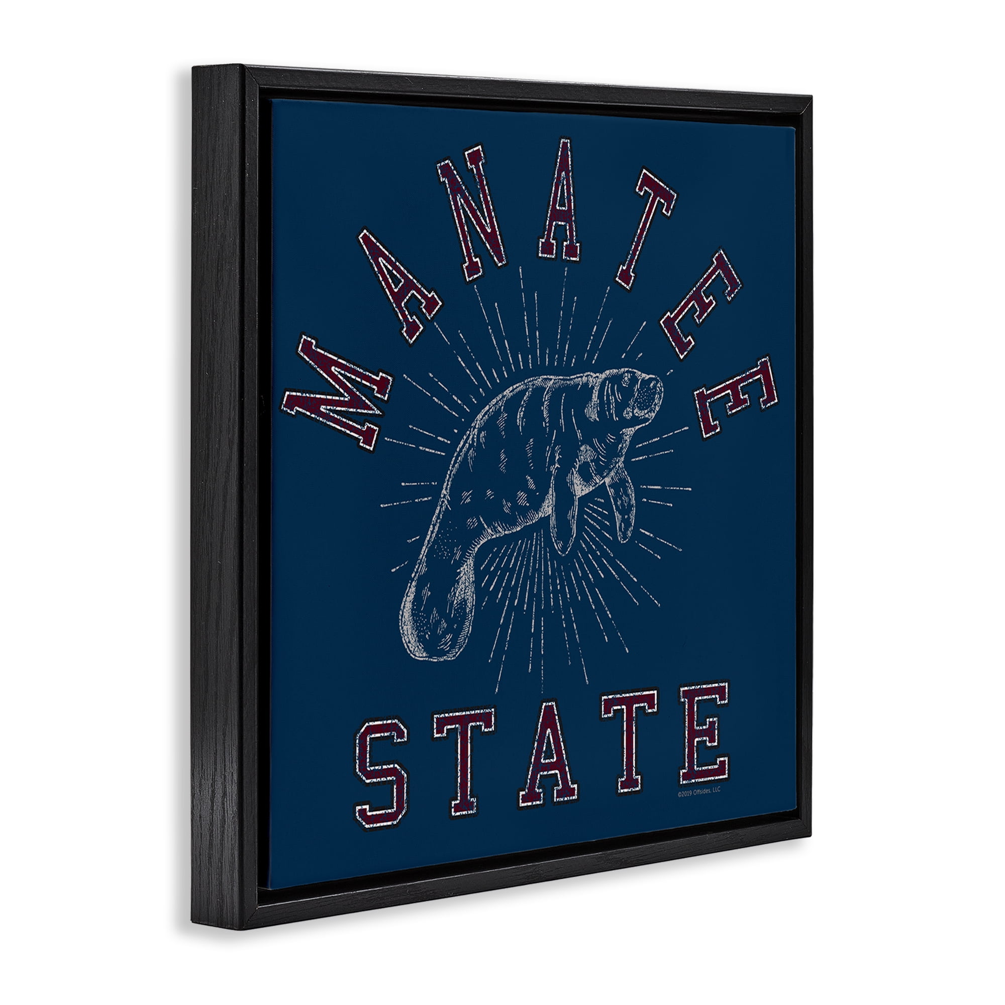 Stupell Industries Vintage Manatee State Animals Painting Black Floater Framed Canvas Art Print Wall Art, 25 x 25