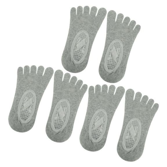 Vocoste 3 Pair Five Toe Socks Ballet Socks Non Slip with Grips Yoga Socks for Women Light Gray