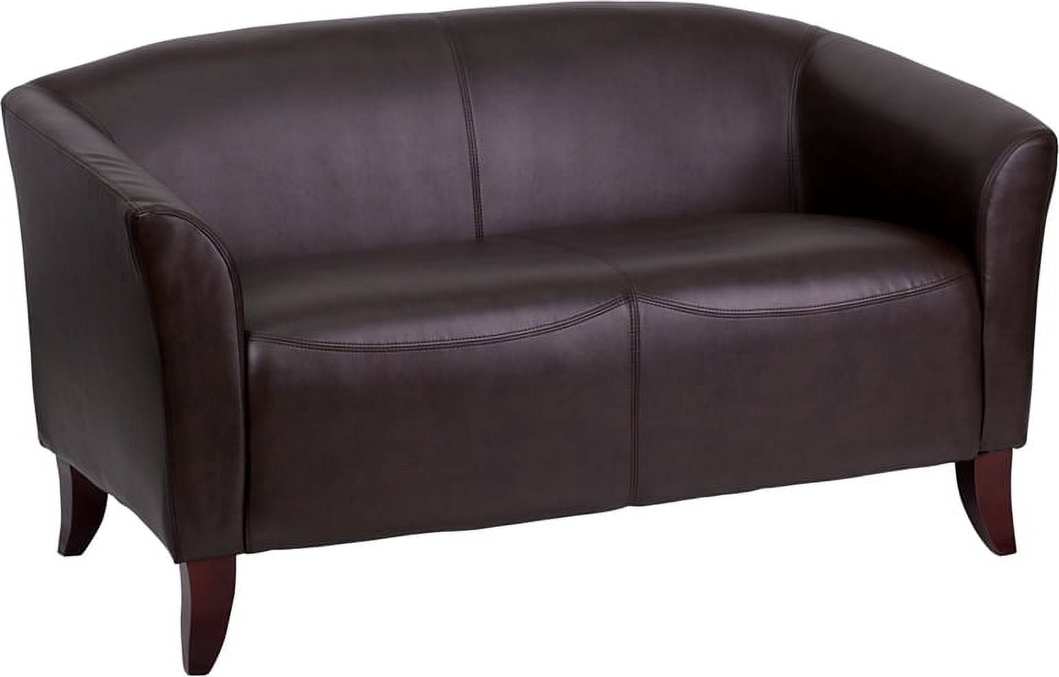 Emma + Oliver Brown LeatherSoft Loveseat with Cherry Wood Feet