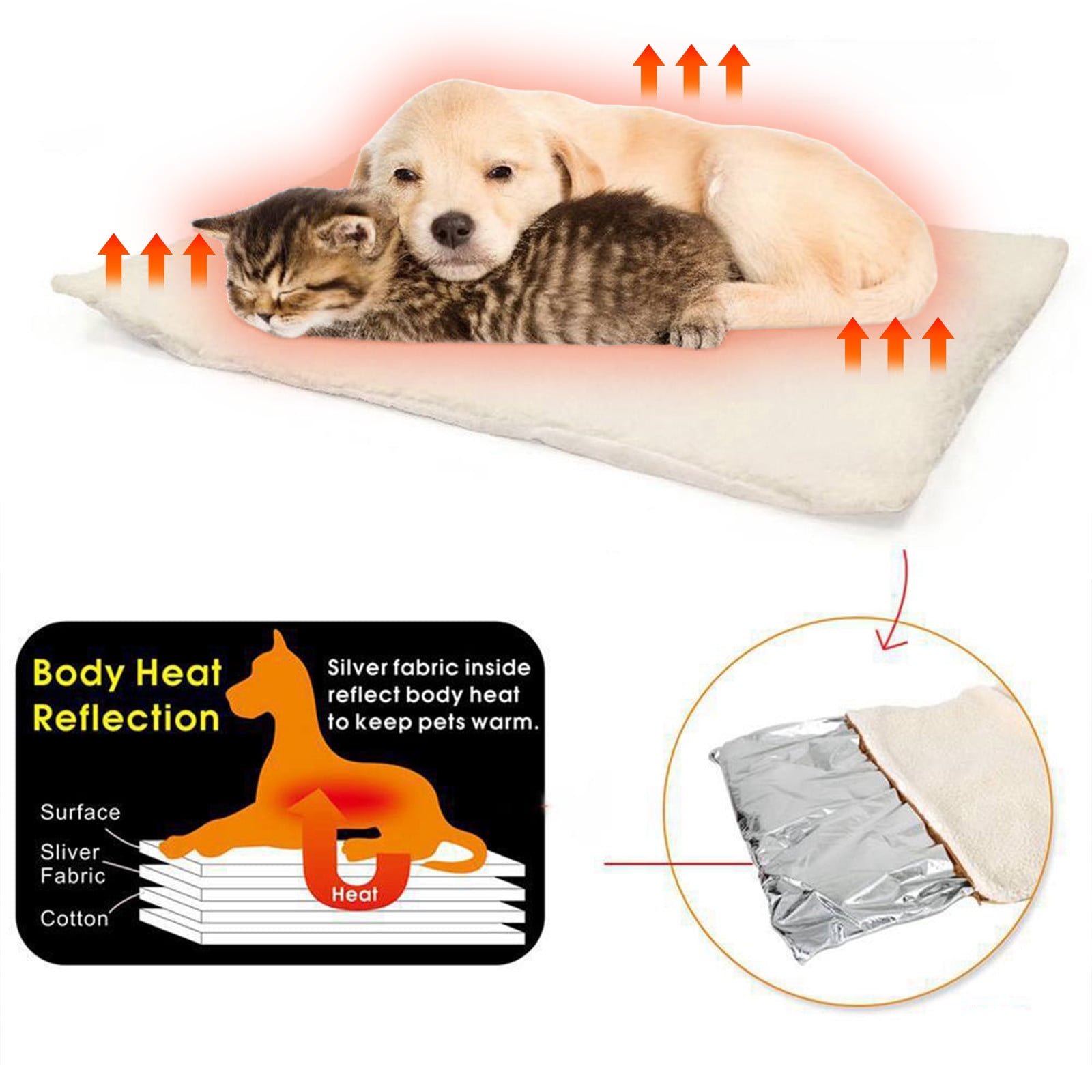 100Fens Self Warming Cats Bed Self Heating,Cats Dog Mat,Extra Warm Thermal Pet Pad For Indoor Outdoor Pet Pad Washable,With Heat Storage Aluminum Foil Lining