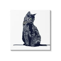 Stupell Industries Fractal Patterned Black Cat Animals & Insects Painting Gallery Wrapped Canvas Print Wall Art