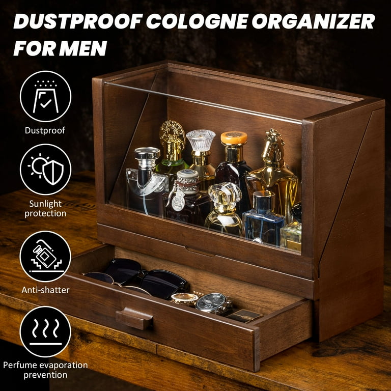 Honiway Cologne Organizer for Men, Wood Perfume Organizer Storage