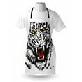 thumbnail image 3 of Tiger Apron Angry Feline with Black and White Pattern Realistic Eyes Hunting Surviving, Unisex Kitchen Bib Apron with Adjustable Neck for Cooking Baking Gardening, Black Red Yellow, by Ambesonne, 3 of 3