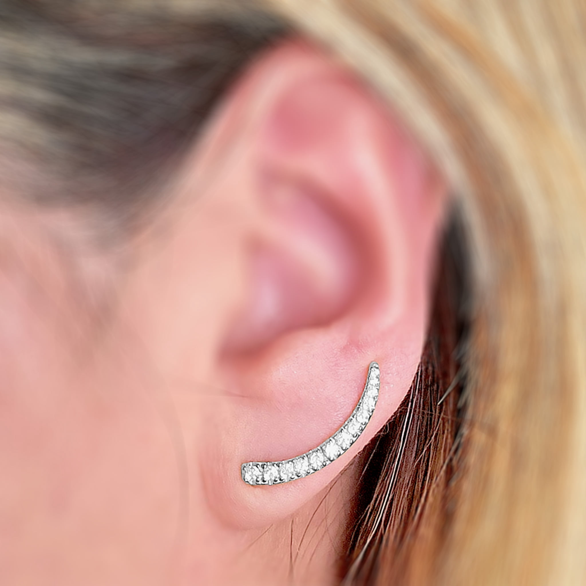 Ritastephens Climber Earrings 1 inch long Real Sterling Silver 925 Clear CZs