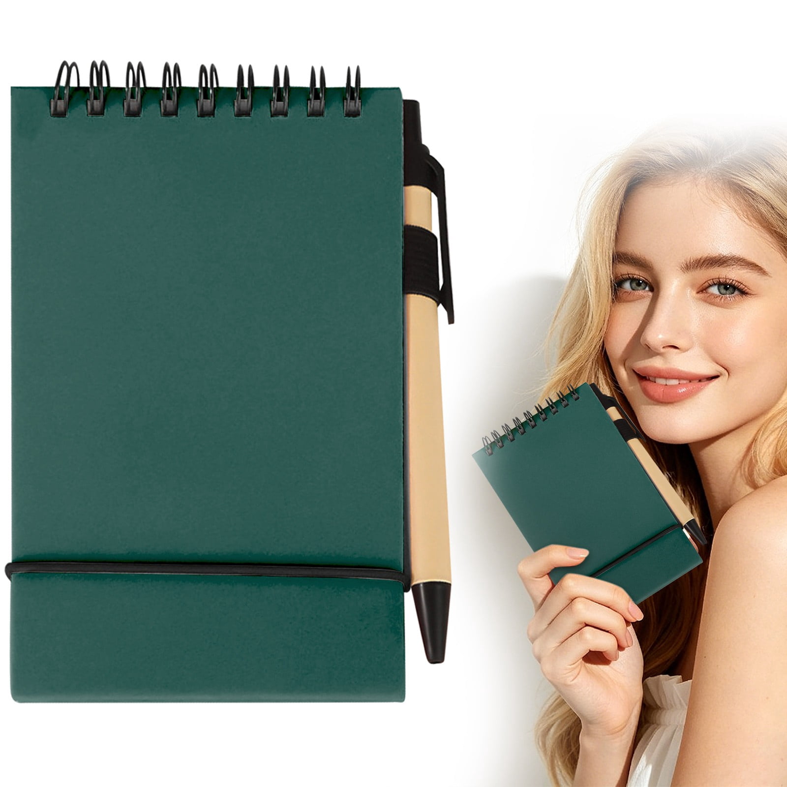 VKLU 3 Piece Multicolor Eco-Friendly Notepad Set with Pens, Bulk Flip-Up Memo Pads for Academic Supplies & Office Teams