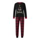 thumbnail image 1 of Pijamas navideños familiares a juego: camisetas de manga larga con estampado de letras y copos de nieve y pantalones a cuadros., 1 of 9