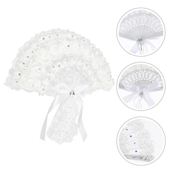 Toyvian bridal fan Folding Fan White 1Pack