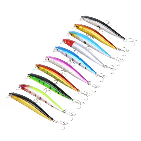 10Pcs Fishing Lures Lots of Mini Minnow Fish Bass Tackle Hooks Baits