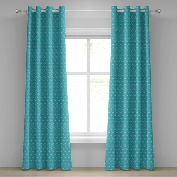 Ambesonne Green Grommet Curtain, Japanese Ocean Cartoon, 50" x 84", Green