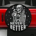 thumbnail image 2 of Lotusprinthandmade Funny Skeleton Skull Halloween Spare Tire Cover With Backup Camera Hole 6 Sizes (30 in.), skull halloween tire cover, 2 of 6