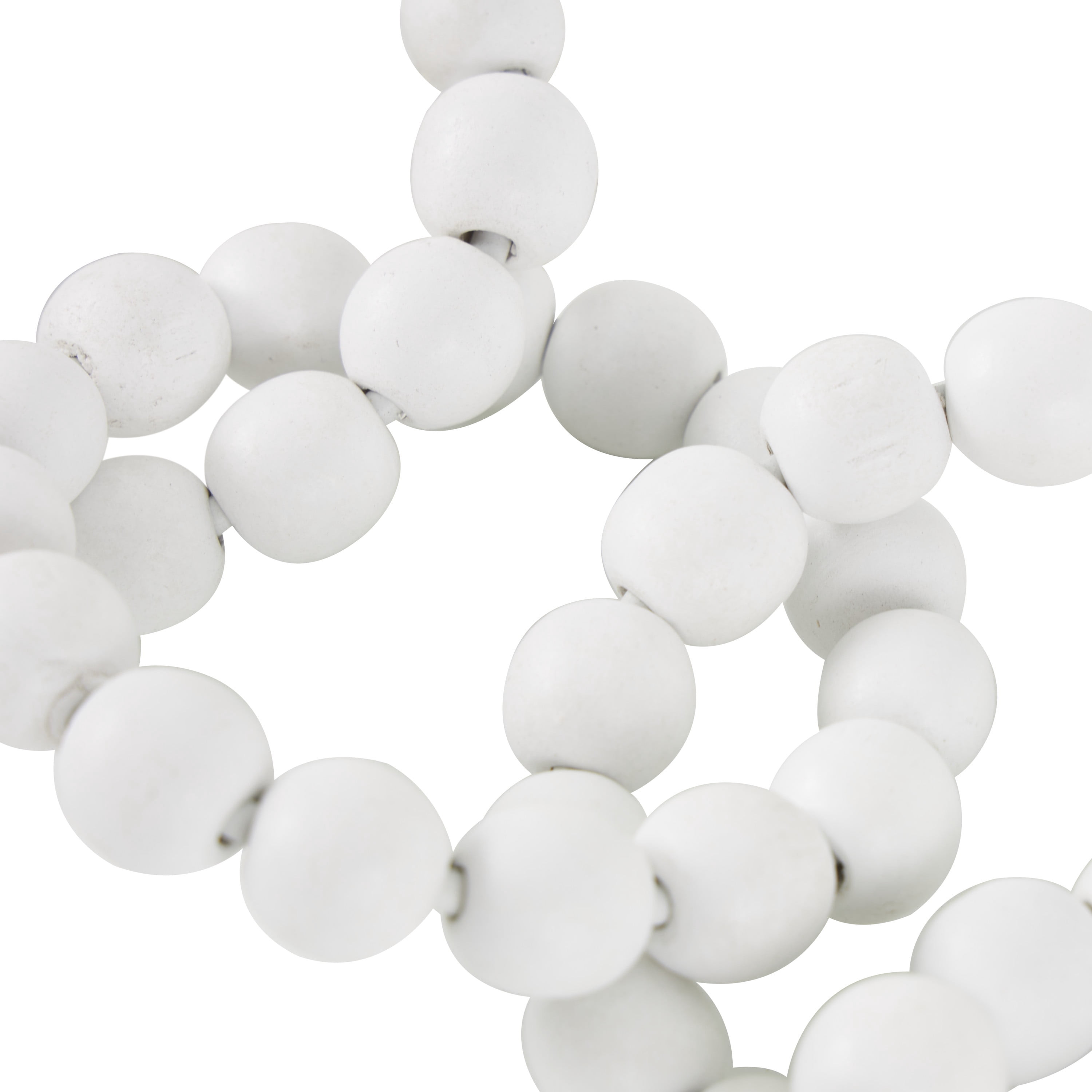 20" x 2" White Wood Beaded 7 Link Chain Sculpture, by DecMode