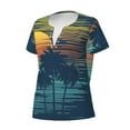thumbnail image 2 of Naloa Palm Trees Print T-Shirts Short Sleeve V Neck Tees for Women Fashion Tops Trendy Lightweight Soft Casual Summer Outfits Clothes, 2 of 5