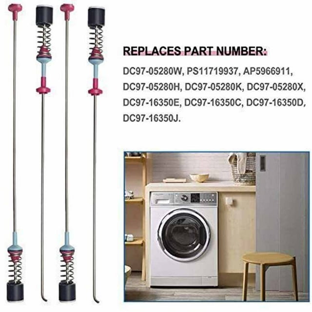 4 Pack DC9705280W Washer Suspension Rod Kit for Samsung Washer