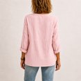 thumbnail image 4 of Linen Shirts for Women Button V Neck Long Sleeve Tops Dressy Casual Loose Blouses, M, 4 of 5