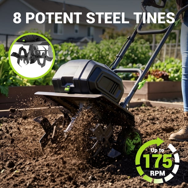 Steelite 2x21V Max 14-Inch Cordless Tiller with Brushless Motor