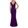 thumbnail image 4 of Formal Dresses for Women Ladies Elegant Sleeveless V Neck Split Evening Gown Long Dress Evening Dresses Purple M, 4 of 5