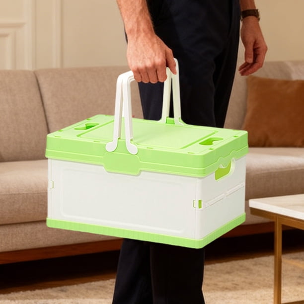 Caja de almacenamiento plegable de plástico Pequeño contenedor organizador – Azul, Rosa, Rojo, Morado, Verde, Amarillo – 9,84x6,77x5,75 pulgadas • Maletero apilable para coches, armario, casa